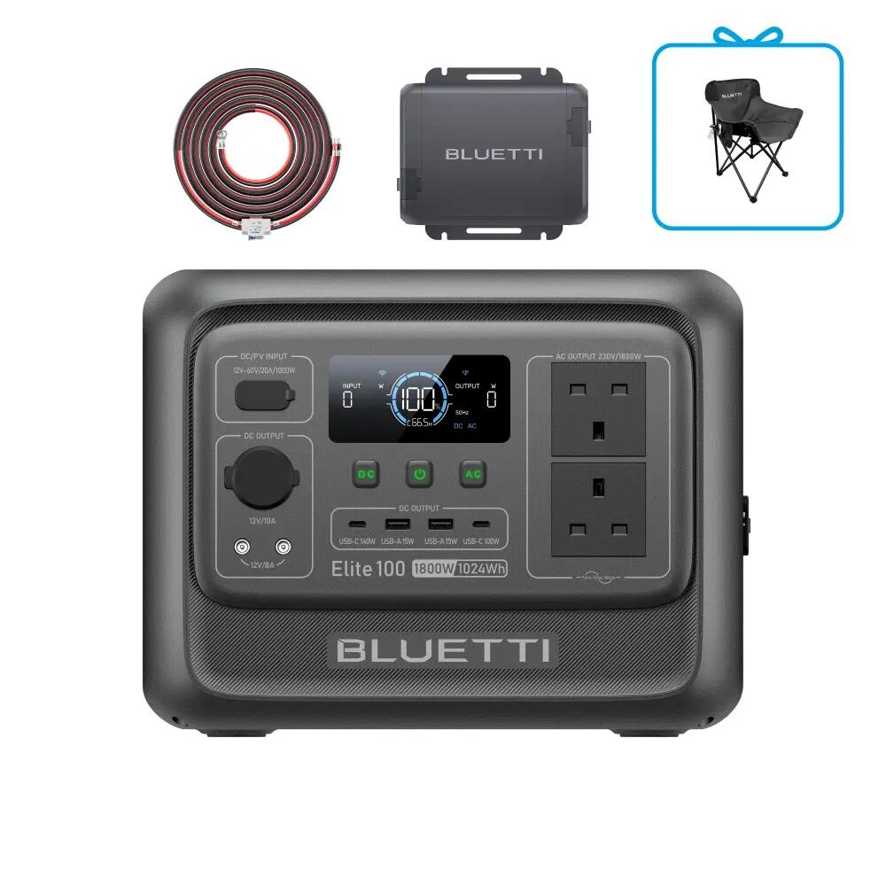 BLUETTI Elite 100 V2+Charger 1, Full Charge via Car 1024Wh Power Station