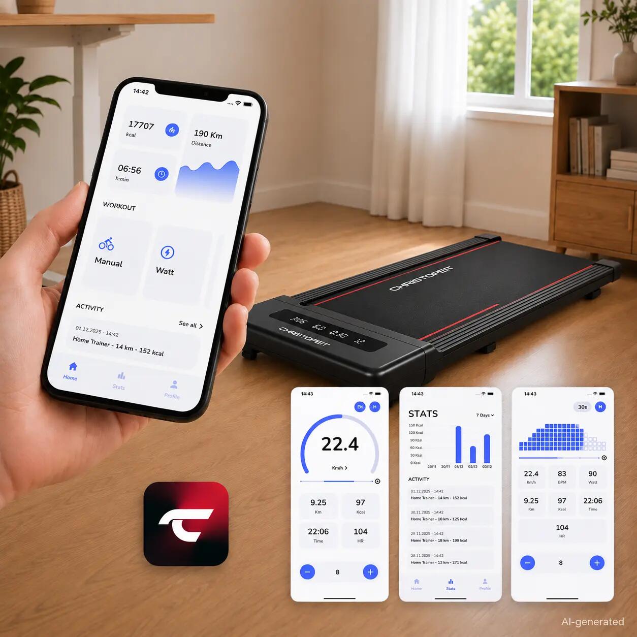 Tapis de marche - Walking Pad - jusqu'à 6 km/h - Bluetooth - en pente - 4.1 8/11
