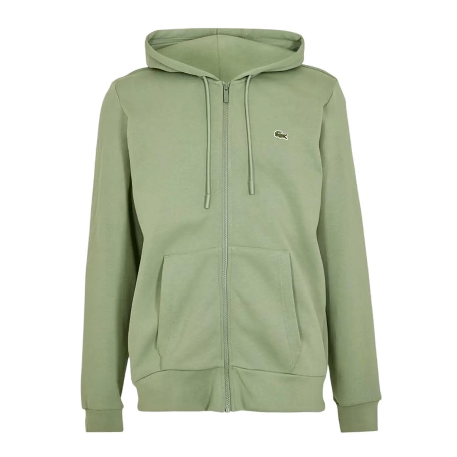 Herenhoodie met volledige ritssluiting van katoenmix en basic logo (Tijm Groen) 2/7