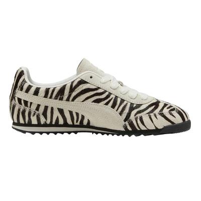 Lage sneakers van zebraleer voor dames (zwart, wit)