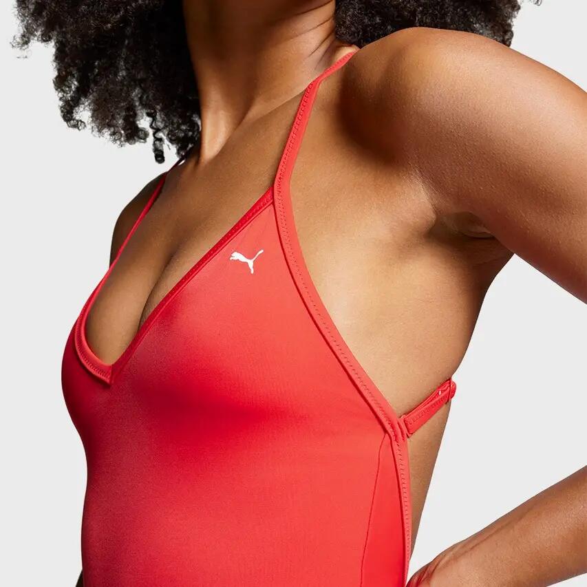 Costume da bagno Puma V-Neck Cross-back, Rosso, Donne 5/7