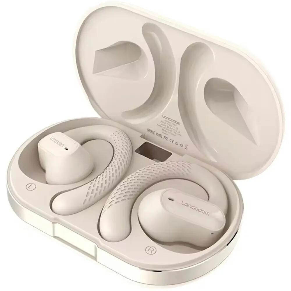 LANGSDOM TS05 BT Earphones with Microphone, Over-Ear - Beige