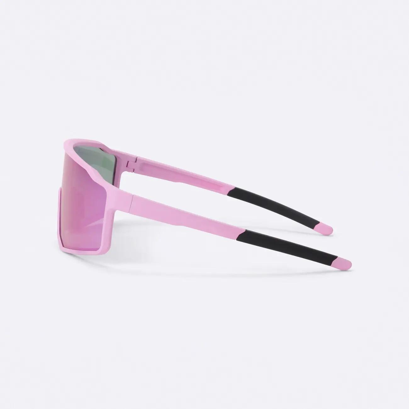 Lunettes de soleil enfant rose catégorie 3 antidérapantes running et vélo 3/5