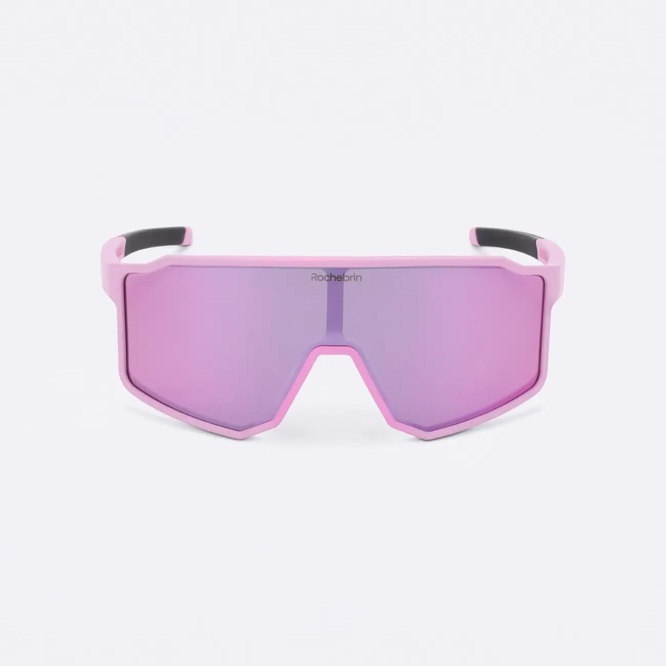Lunettes de soleil enfant rose catégorie 3 antidérapantes running et vélo 2/5