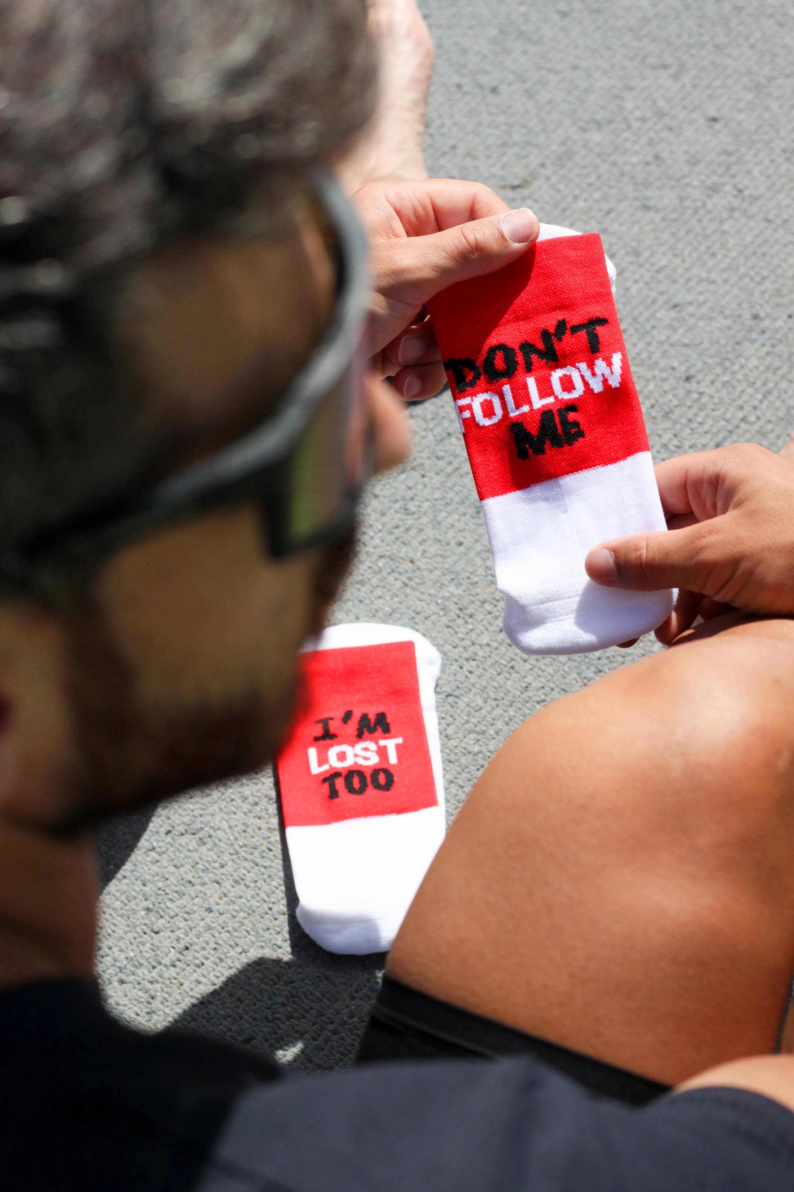 CALZINI "DON'T FOLLOW ME" Running - Rosso 7/9