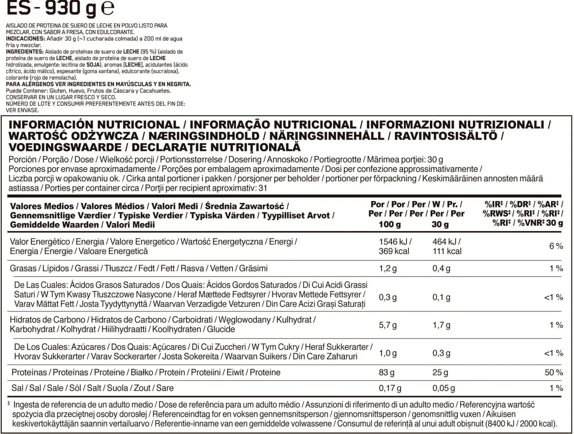 Whey isolate - Gold Standard Isolate - Fraise 6/6