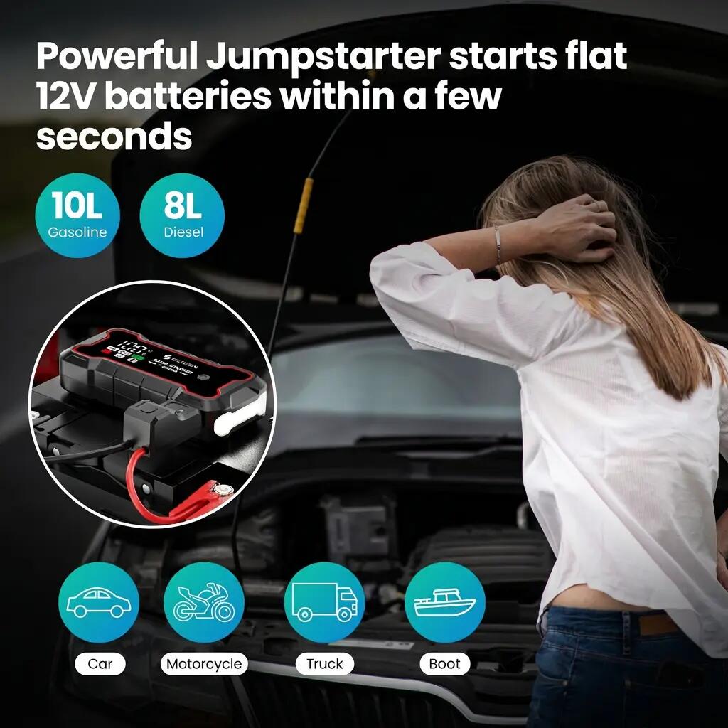 Jumpstarter 12 V 4000 A powerbank 24000 mAh 6/13