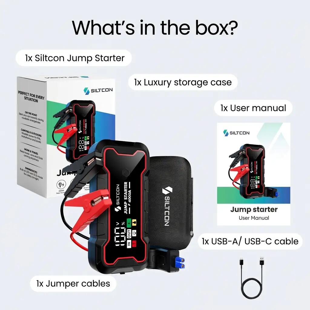 Jumpstarter 12 V 4000 A powerbank 24000 mAh 10/13