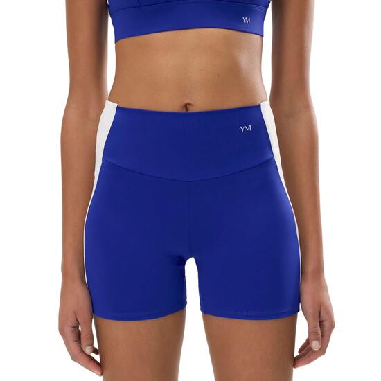 Leggings de sport courts bleu indigo à effet push-up avec bande contrastante