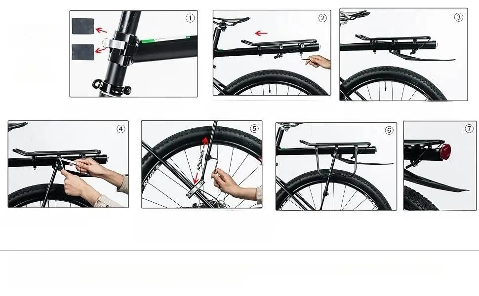 Porte-bagages vélo fixation tige de selle avec réflecteur et garde-boue 6/7