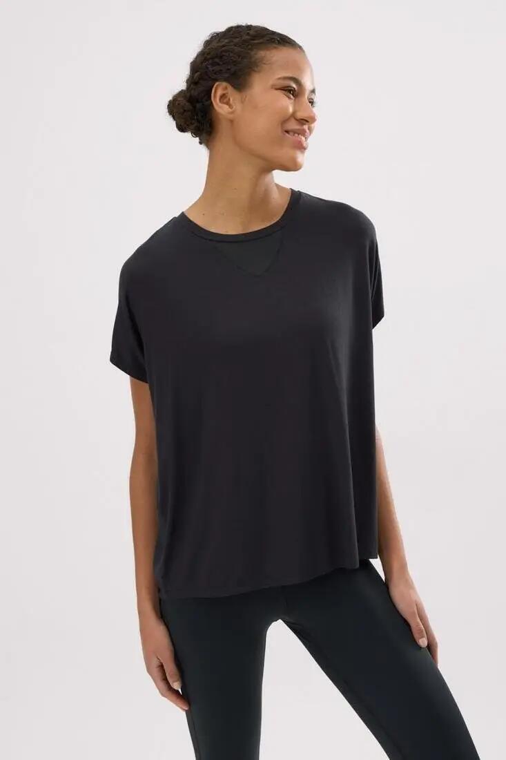 Camiseta deportiva manga corta fluida negra 5/5