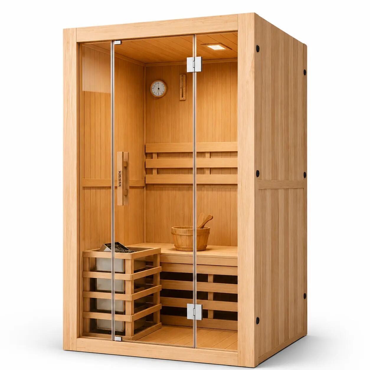Sauna finlandese per 2 persone in legno Hemlock canadese 1/7