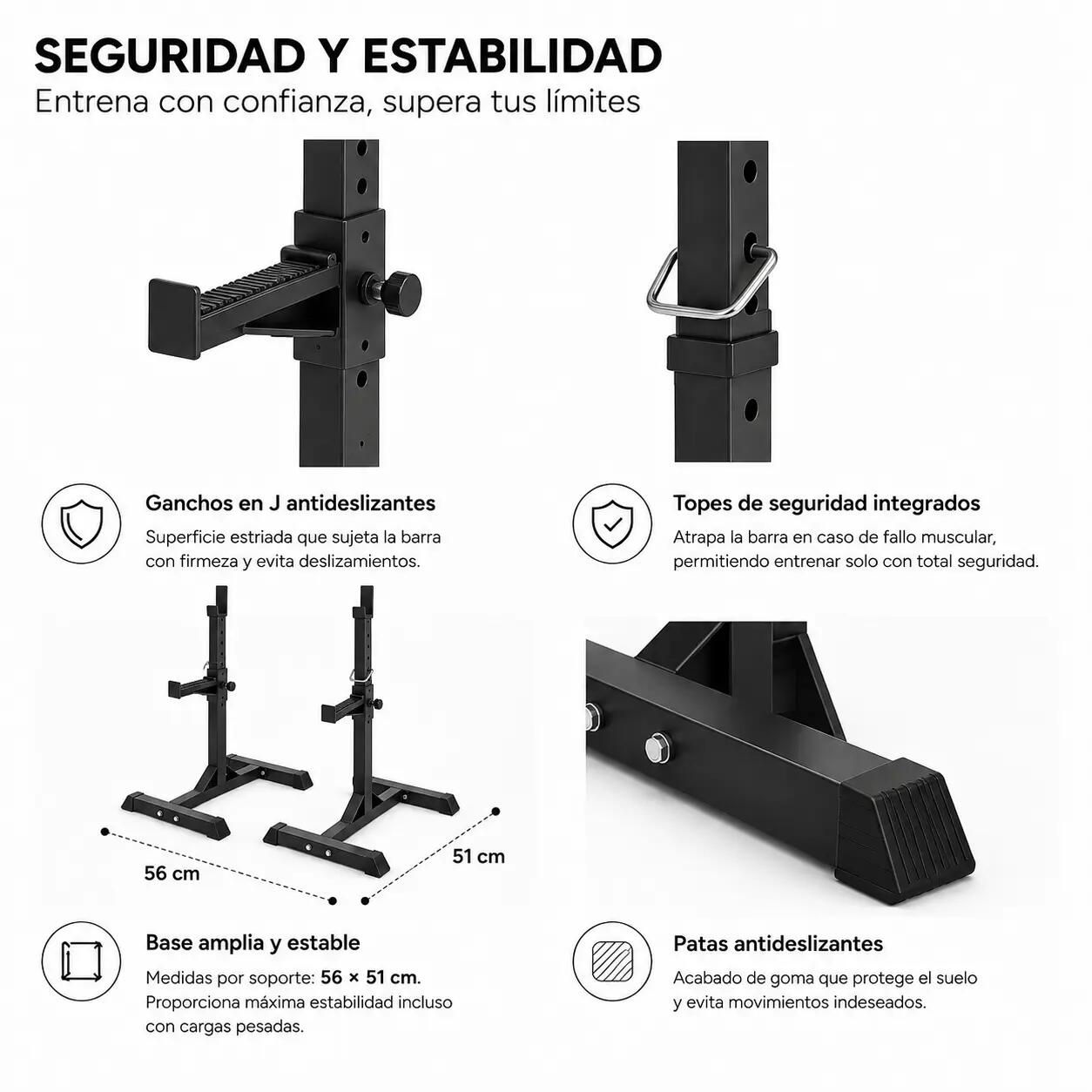 Paire de supports de barre réglables pour squat et presse 4/7