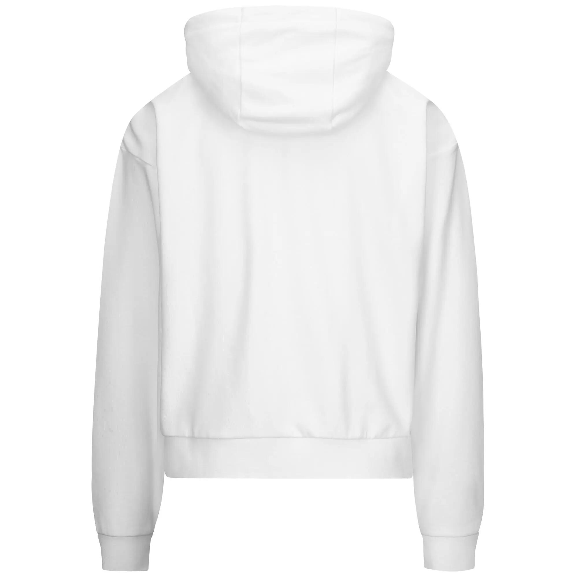 Sweat-shirt à capuche zippé pour femme blanc pour sportif/sportive 3/4