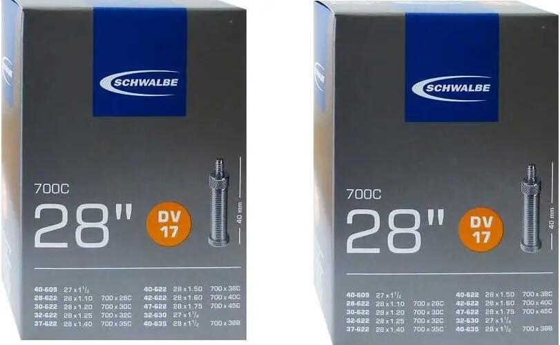 Schwalbe 2x Schlauch DV17 (28/47-622/635) 28x1.10/1.75\" 28 Zoll DV 40mm 6/7