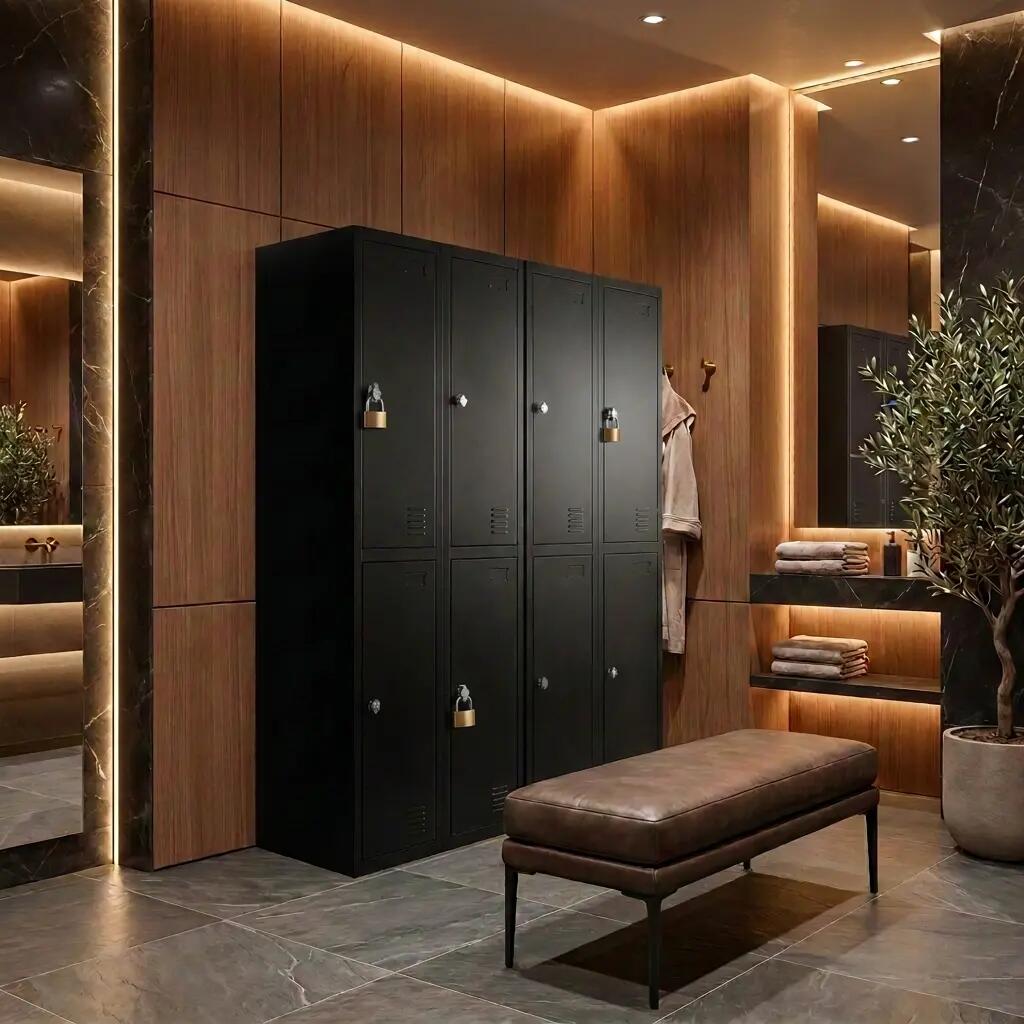 IVOL Metalen Lockerkast Zwart - 60x185x45 cm - 4 Deurs 6/7
