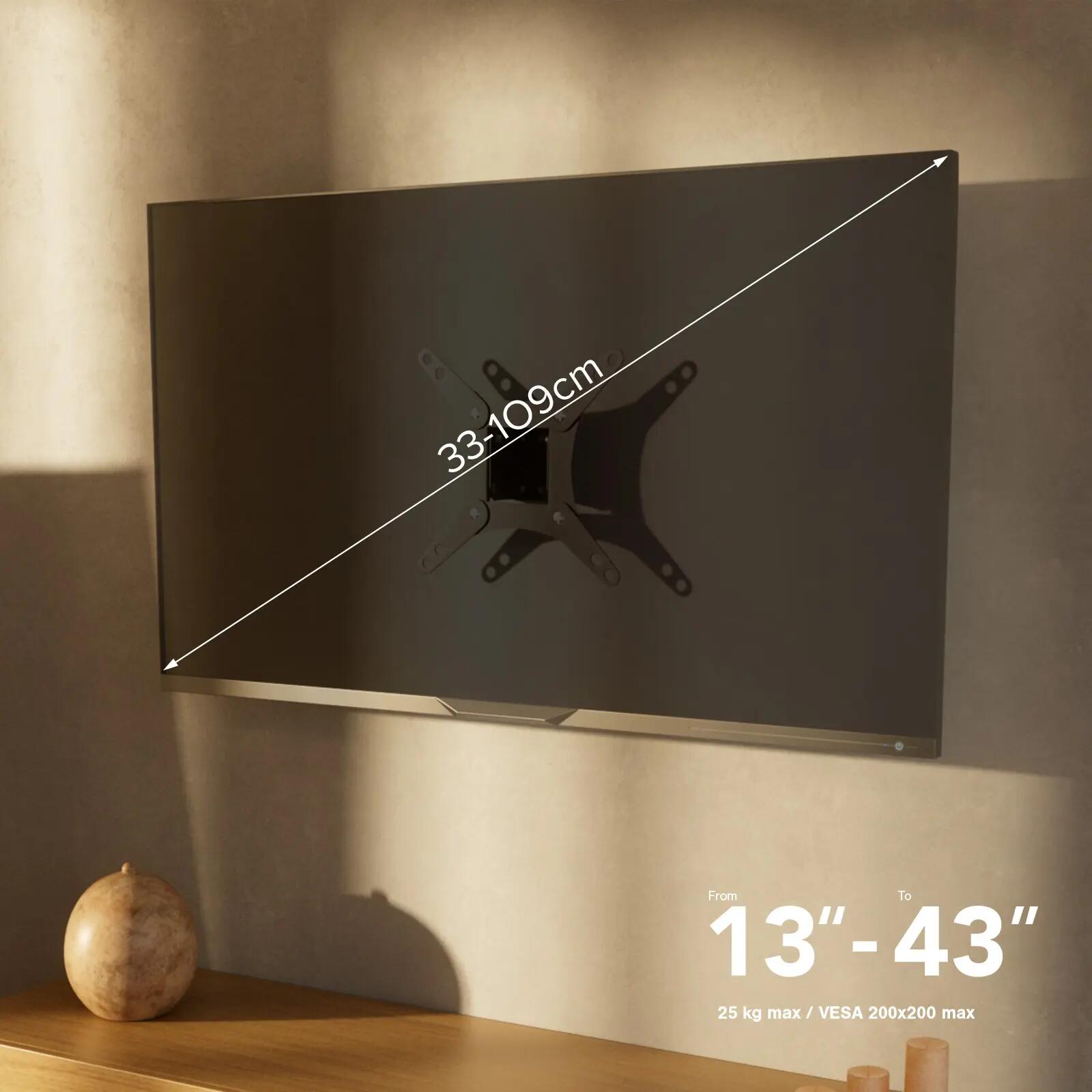 Support mural TV, TILT, 43", 25kg, VESA 200x200 7/7