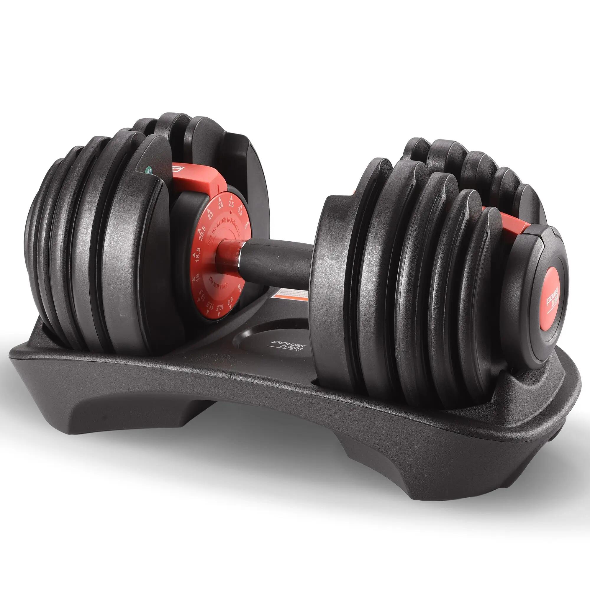 Powertrain 24kg Adjustable Dumbbells 15-in-1 Home Gym Weights  Red