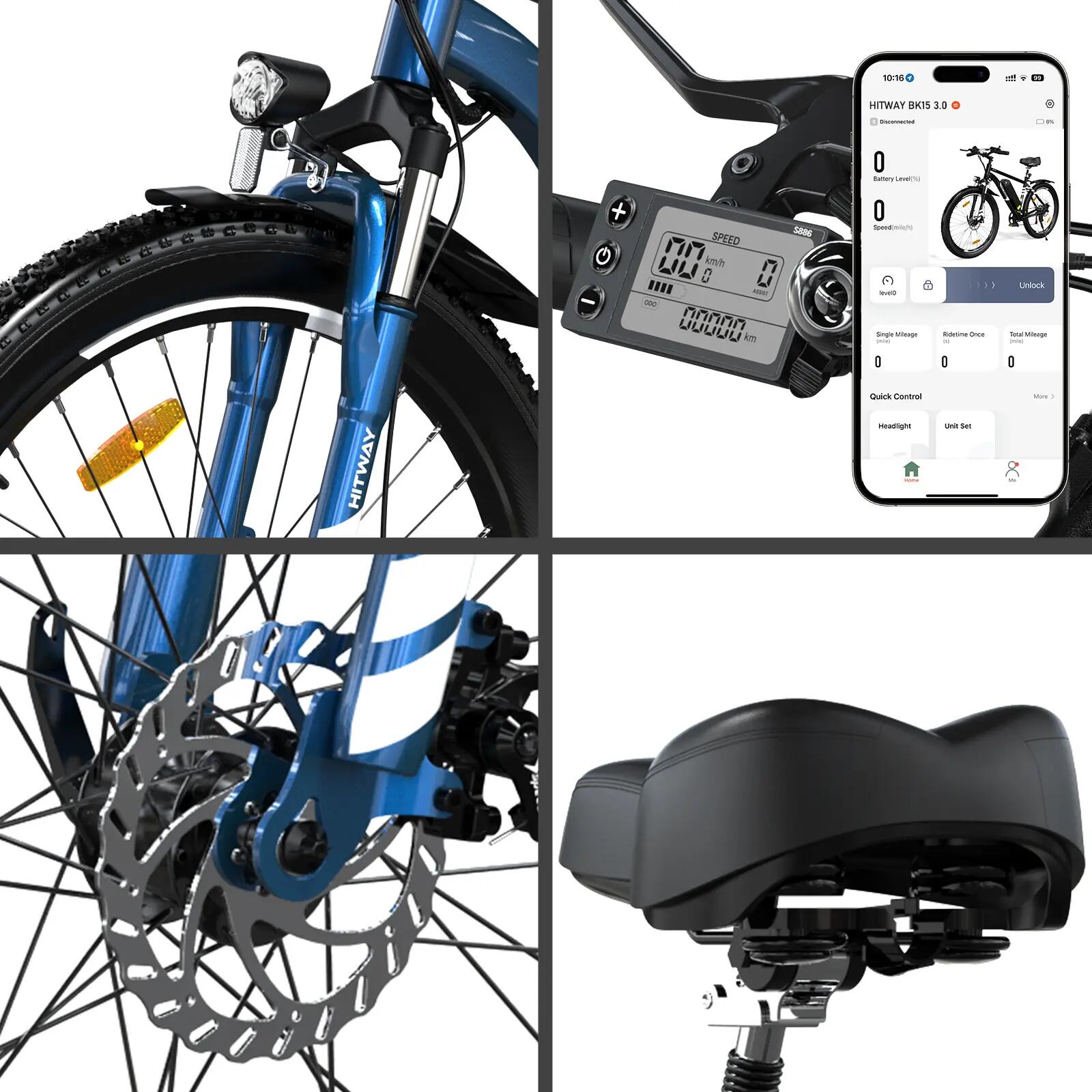 Vélo Électrique VAE 26×3.0 Pneus Larges 7 Vitesses Ville Loisirs 4/6