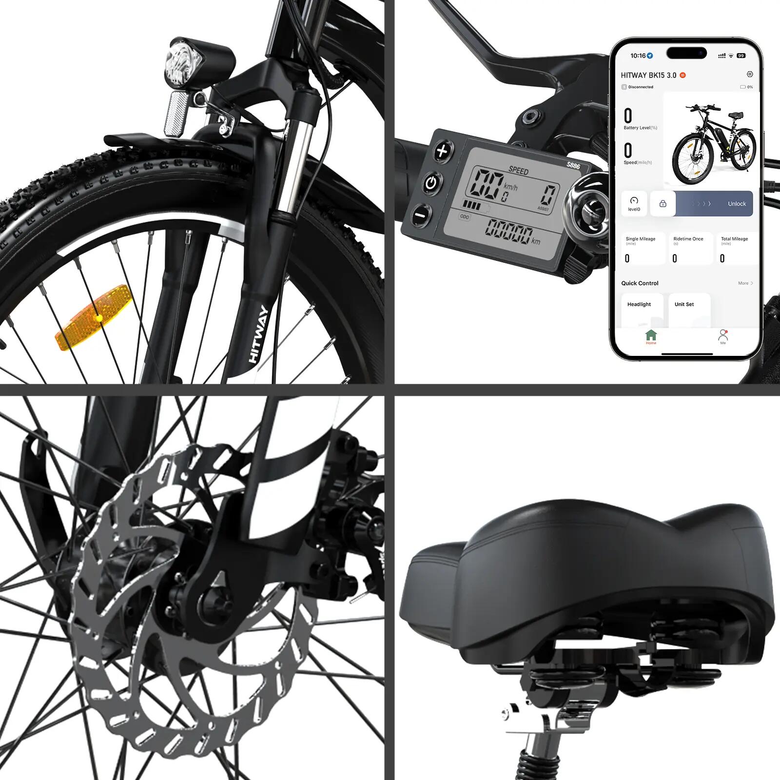 Vélo Électrique VAE 26×3.0 Pneus Larges 7 Vitesses Ville Loisirs 4/6