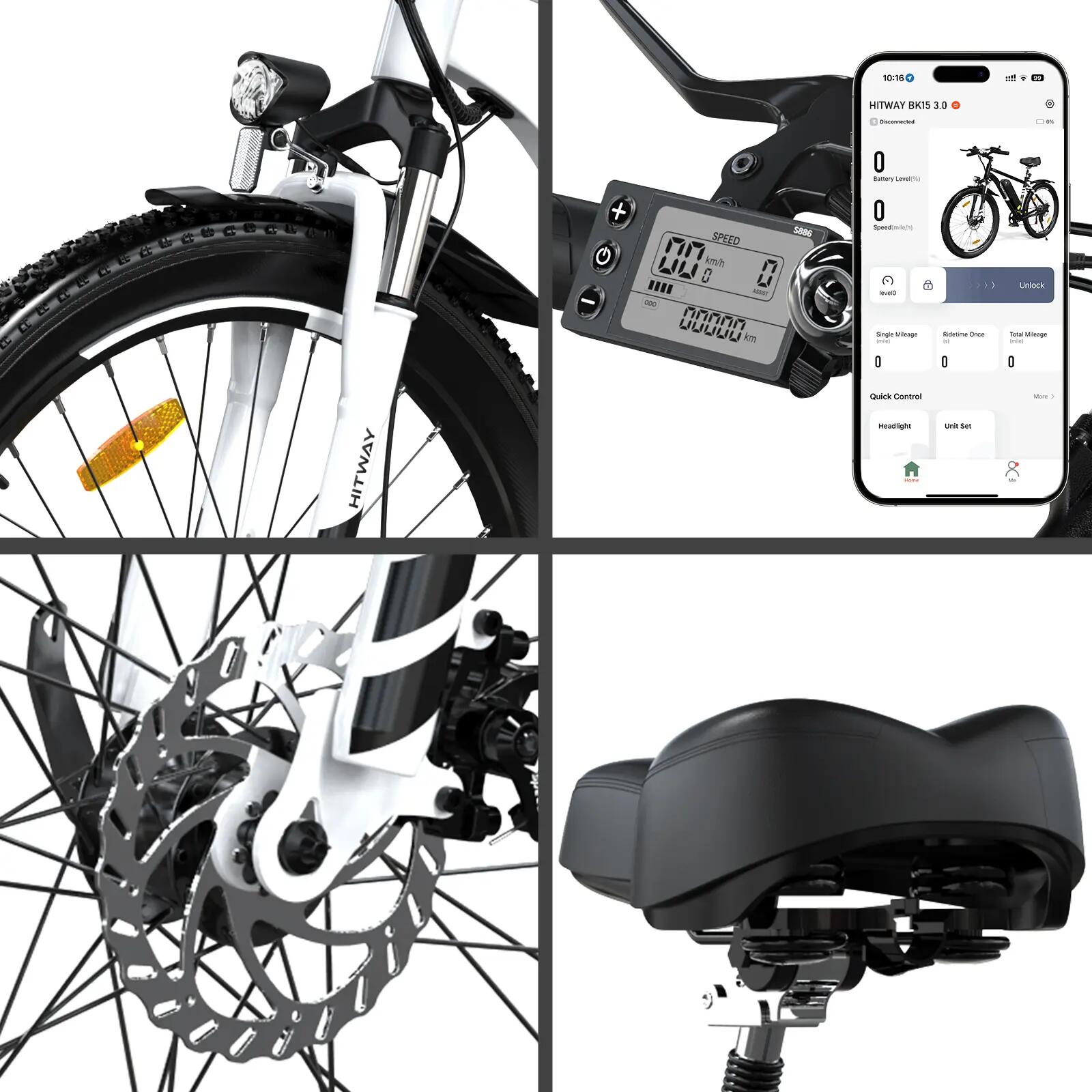 Vélo Électrique VAE 26×3.0 Pneus Larges 7 Vitesses Ville Loisirs 4/6
