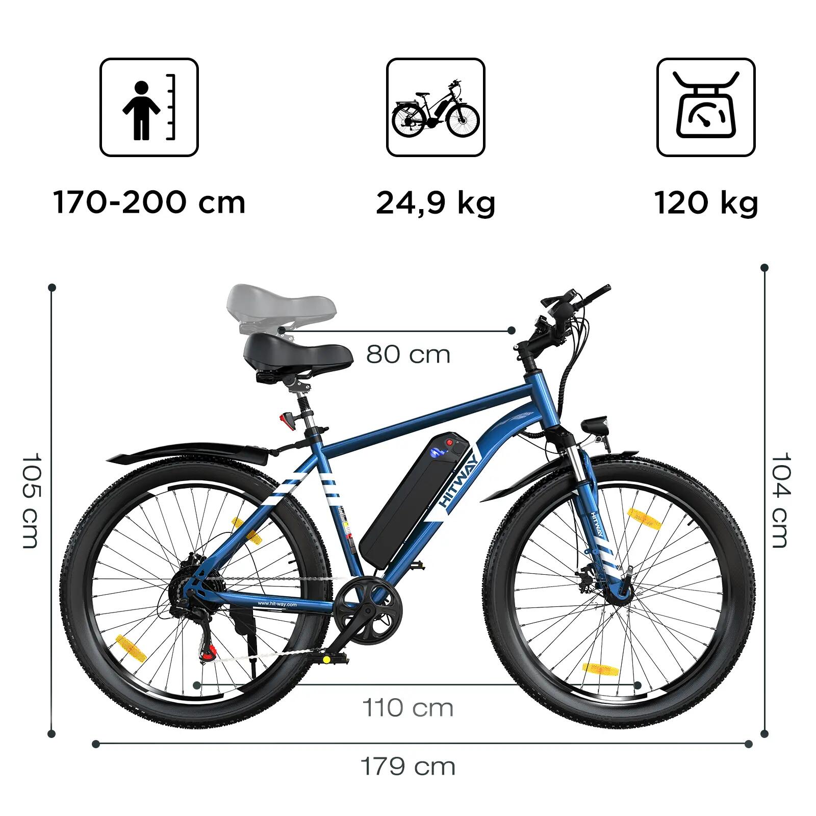 Vélo Électrique VAE 26×3.0 Pneus Larges 7 Vitesses Ville Loisirs 2/6