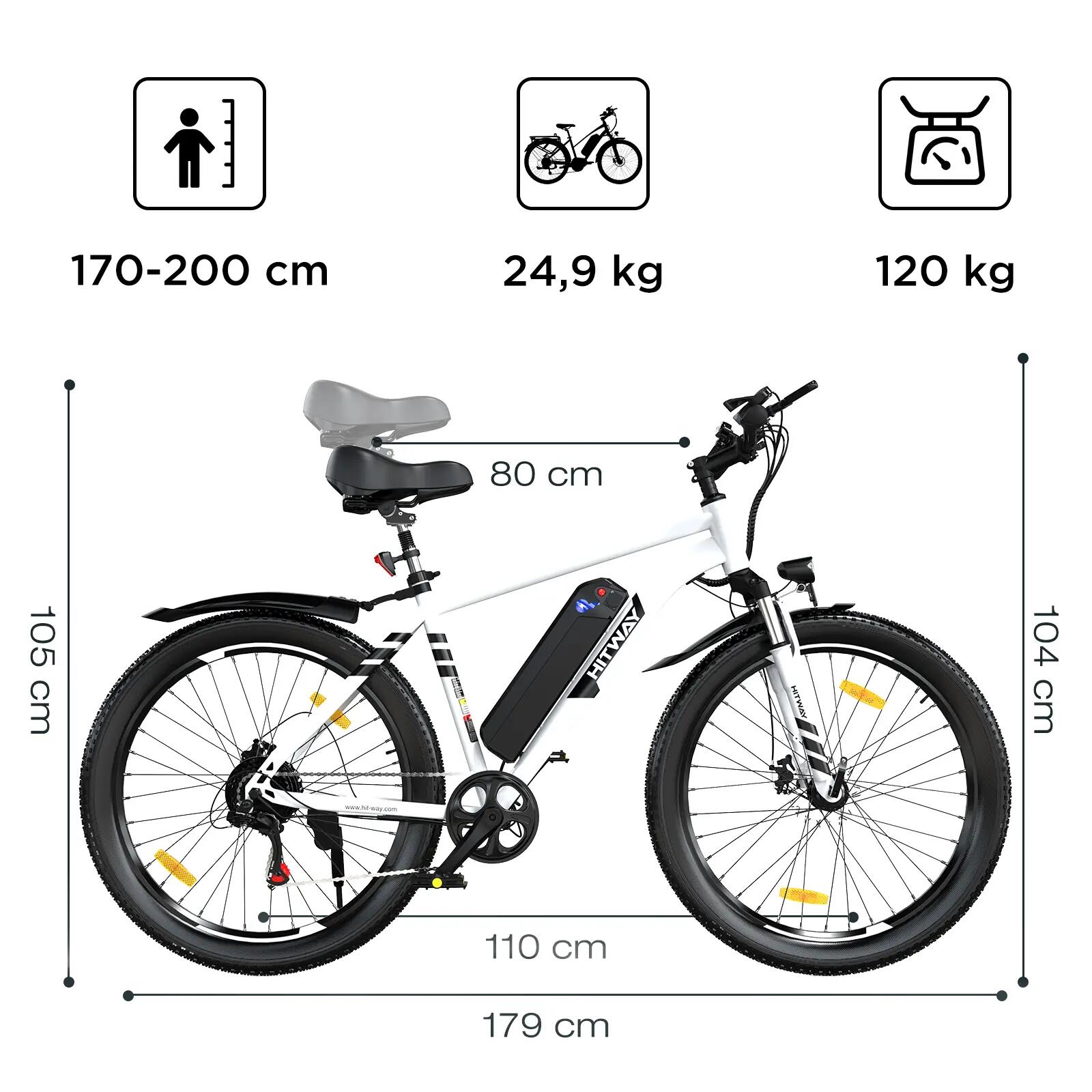 Vélo Électrique VAE 26×3.0 Pneus Larges 7 Vitesses Ville Loisirs 2/6