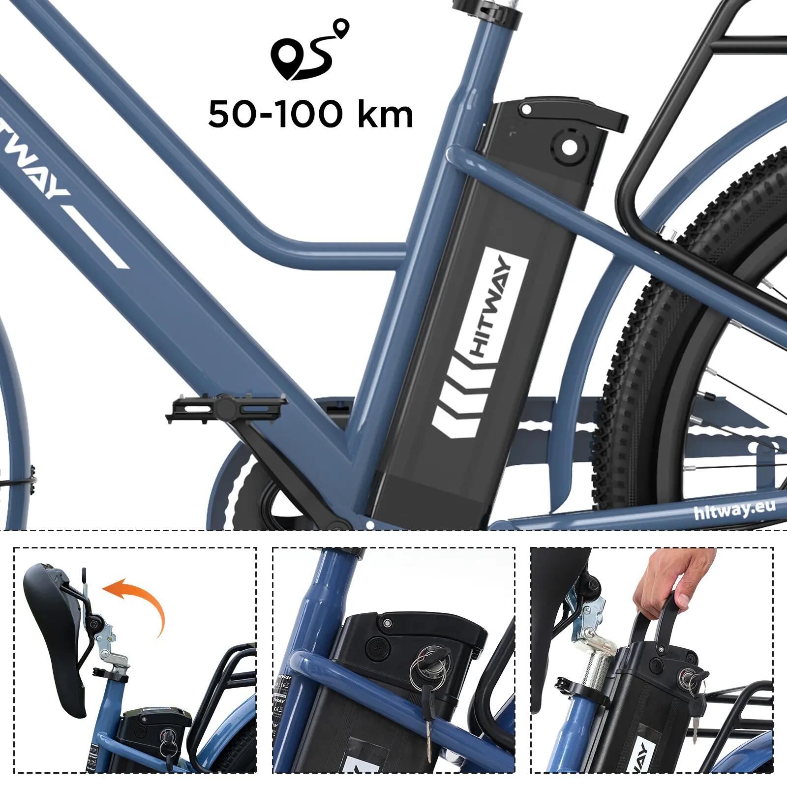 E-Bike Citybike 27,5 Zoll, Tiefeinsteiger Elektrofahrrad, 100 km, BK8SL 6/12