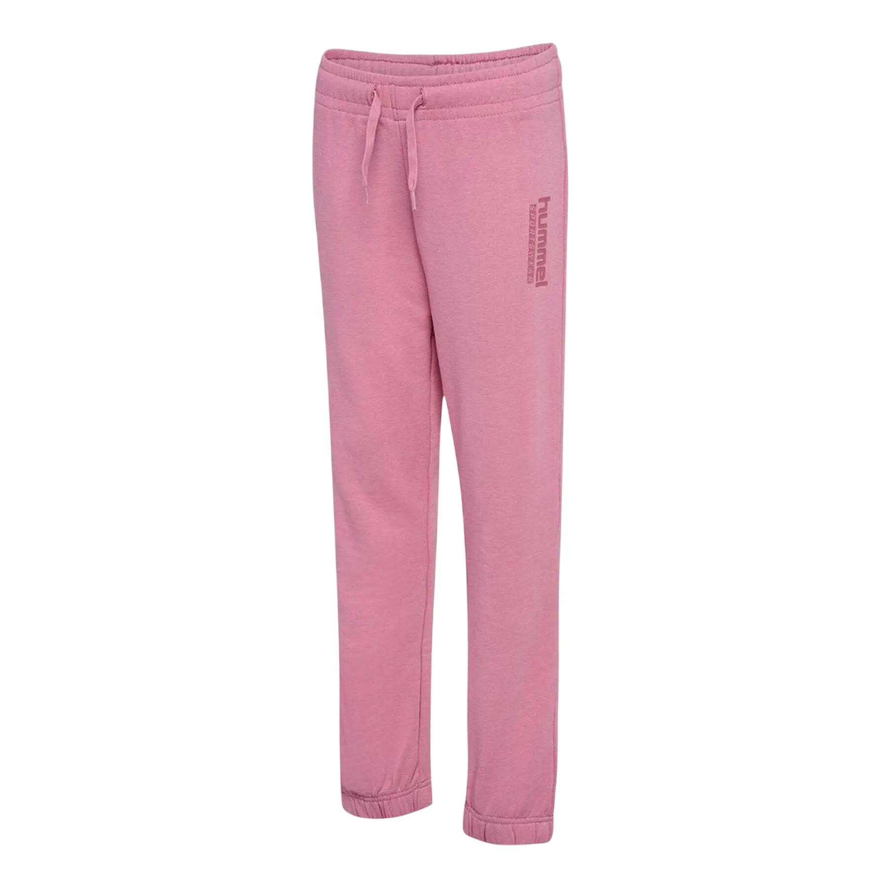 Girls Cotton Blend Print Regular Sweatpants (Pink) 3/4