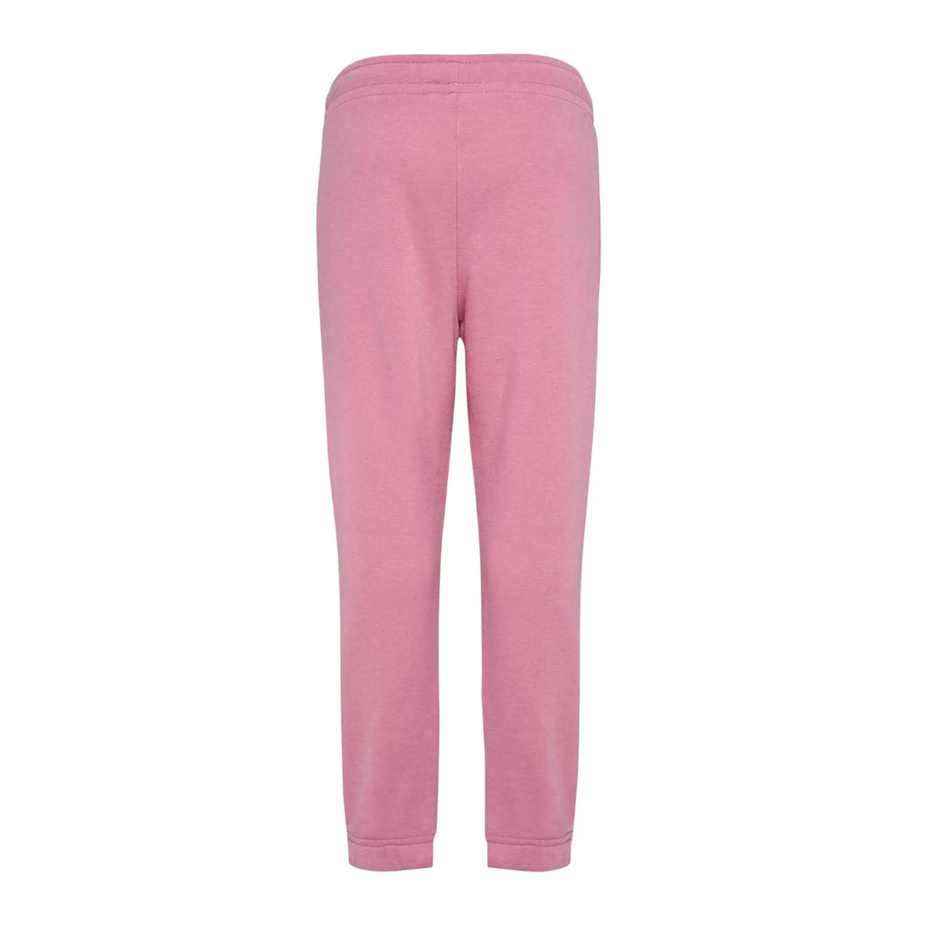 Girls Cotton Blend Print Regular Sweatpants (Pink) 2/4