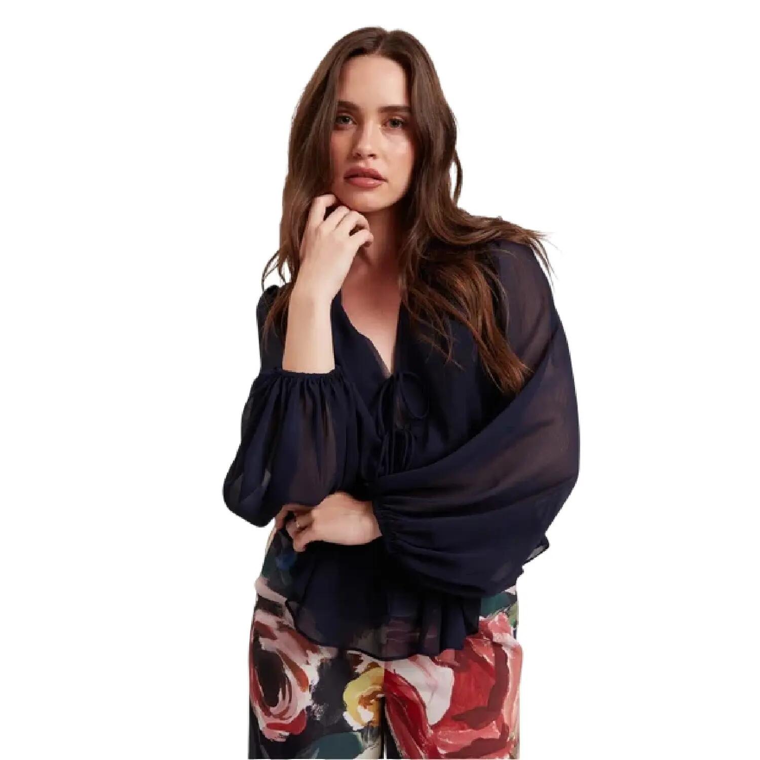 Bluse für , Weite Ärmel Damen Marine 4/5
