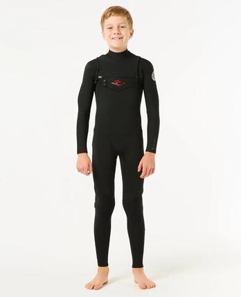 Combinaison de surf Garçon Dawn Patrol 4/3 mm zip poitrine - Black/Blue