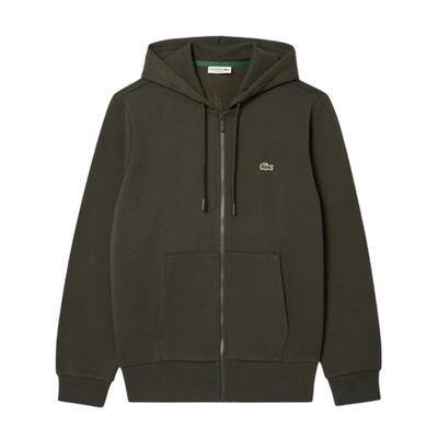 Herenhoodie met volledige ritssluiting van katoenmix en basic logo (tijm groen)