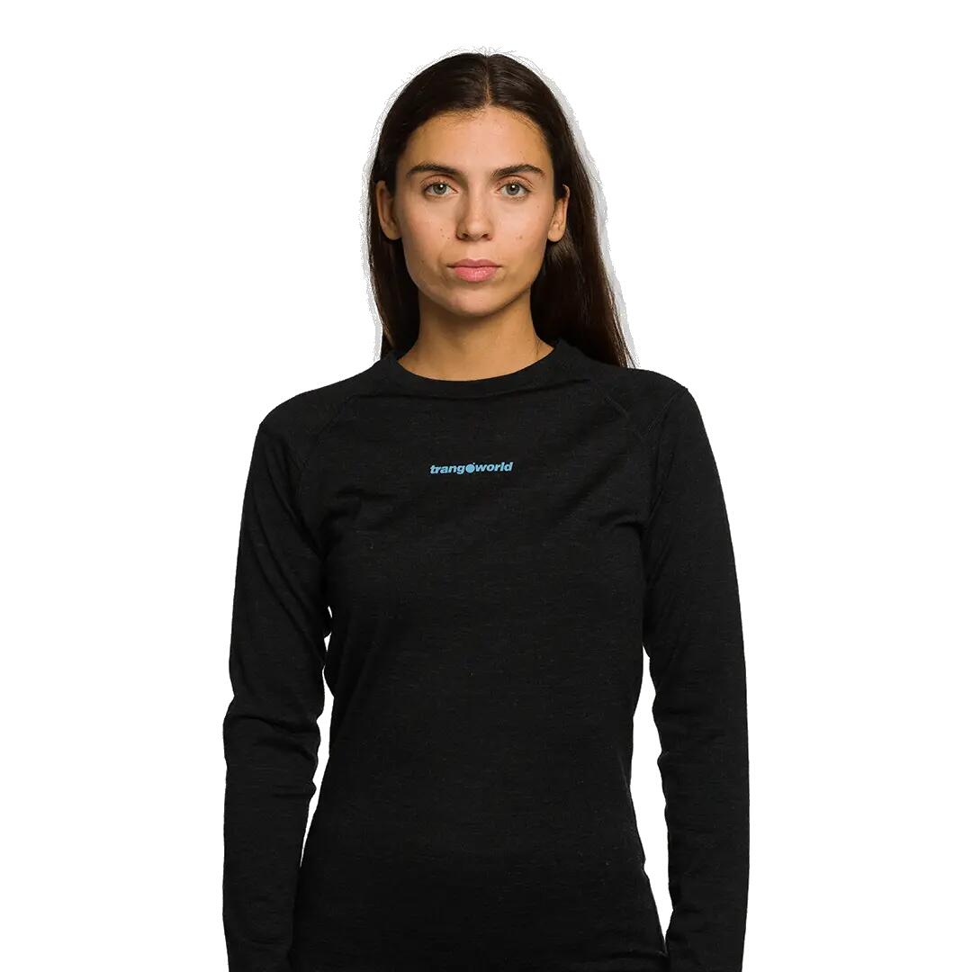 Camiseta térmica manga larga para Mujer Trangoworld Trx2 wool wm evo Negro 4/5