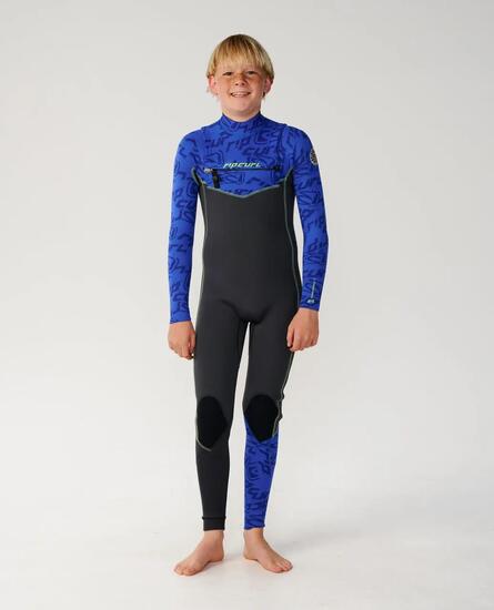 Combinaison de surf Garçon Dawn Patrol 4/3 mm zip poitrine - Black/Blue