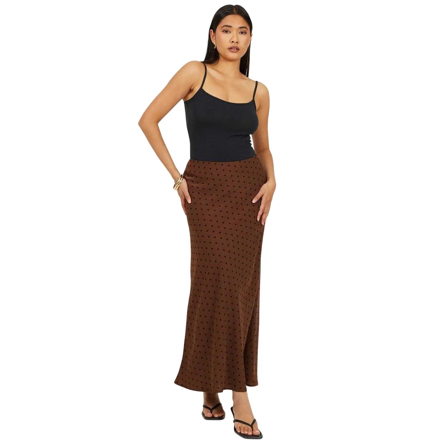 Langer Rock für Damen Braun/Schwarz 4/5