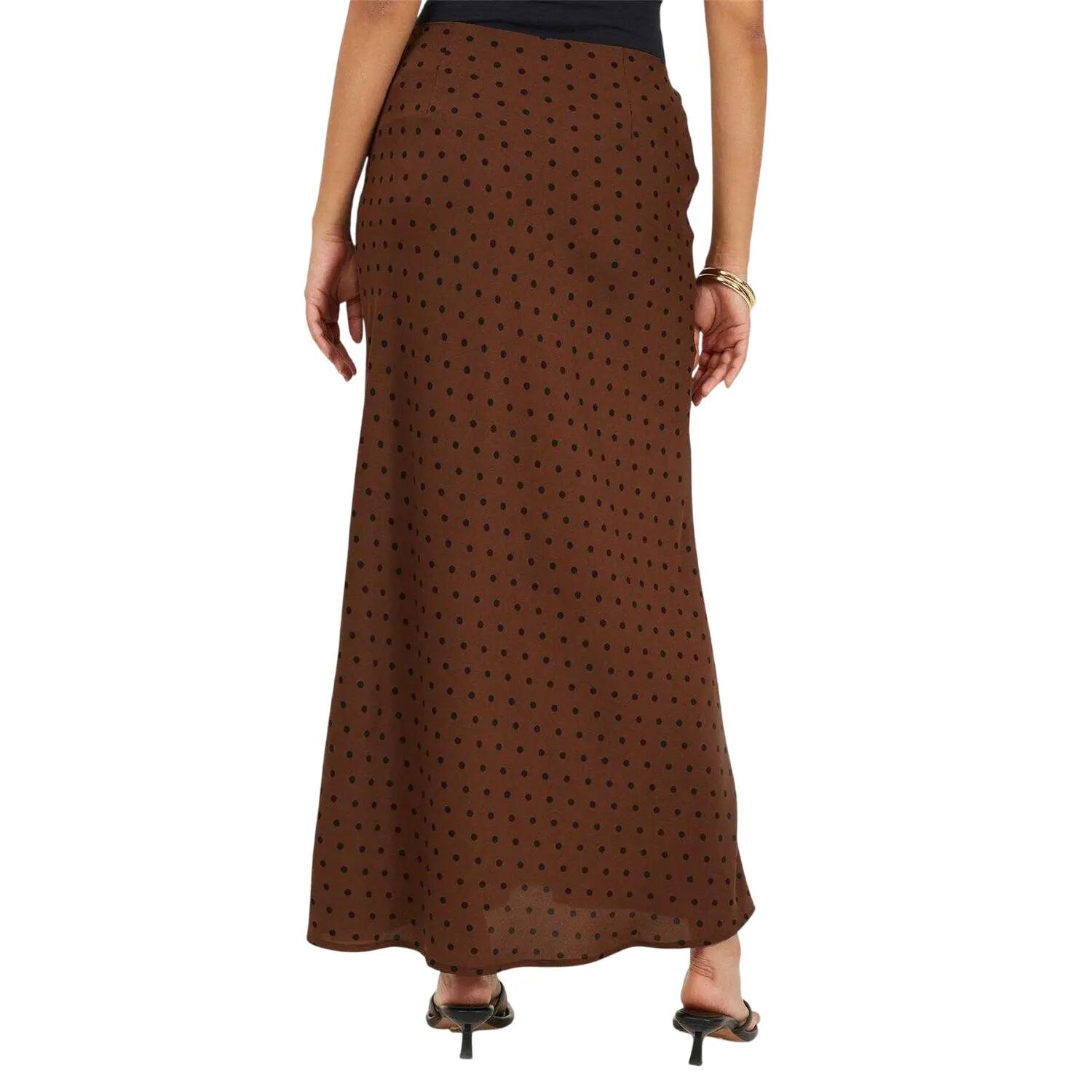 Langer Rock für Damen Braun/Schwarz 2/5