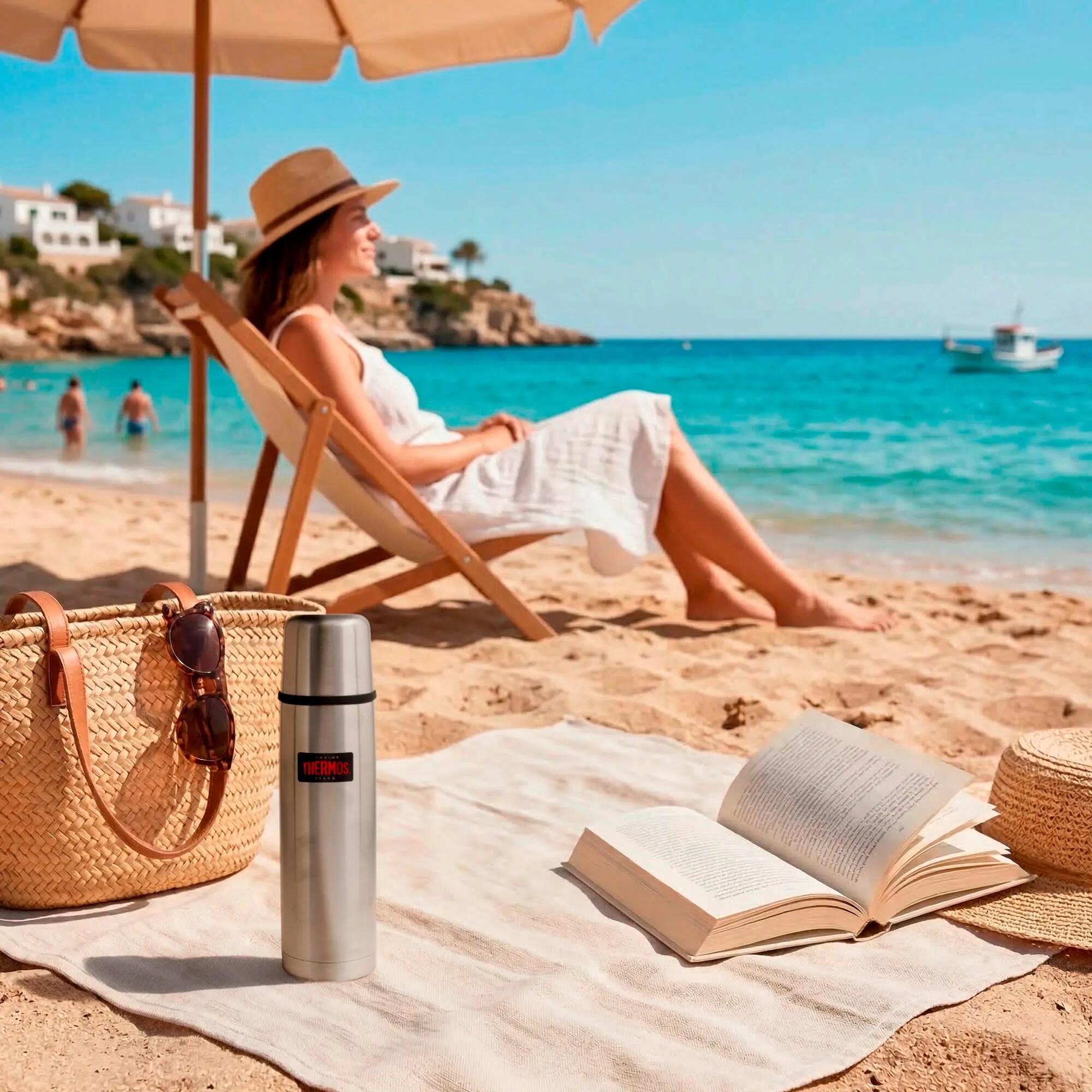 Bouteille isotherme Thermos 1L en acier inoxydable à double paroi avec gobelet 6/7