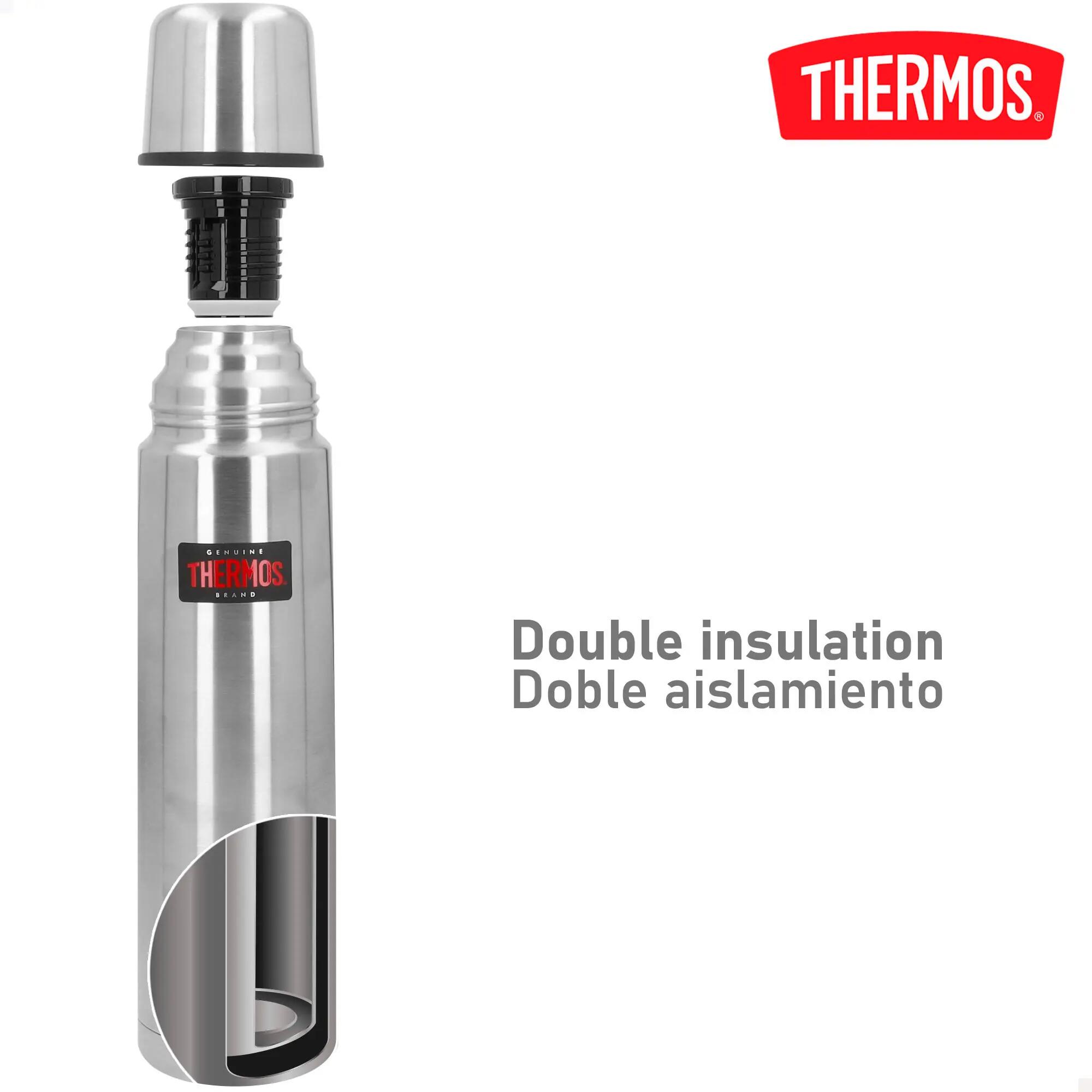 Bouteille isotherme Thermos 1L en acier inoxydable à double paroi avec gobelet 3/7