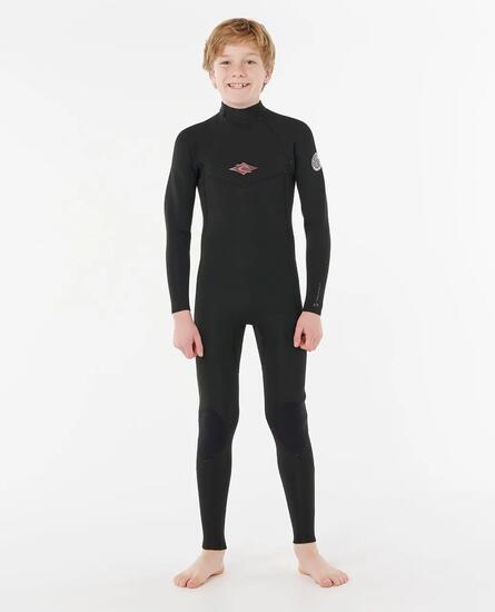 Surfwetsuit Jongens Dawn Patrol 4/3 mm met rugrits - Noir