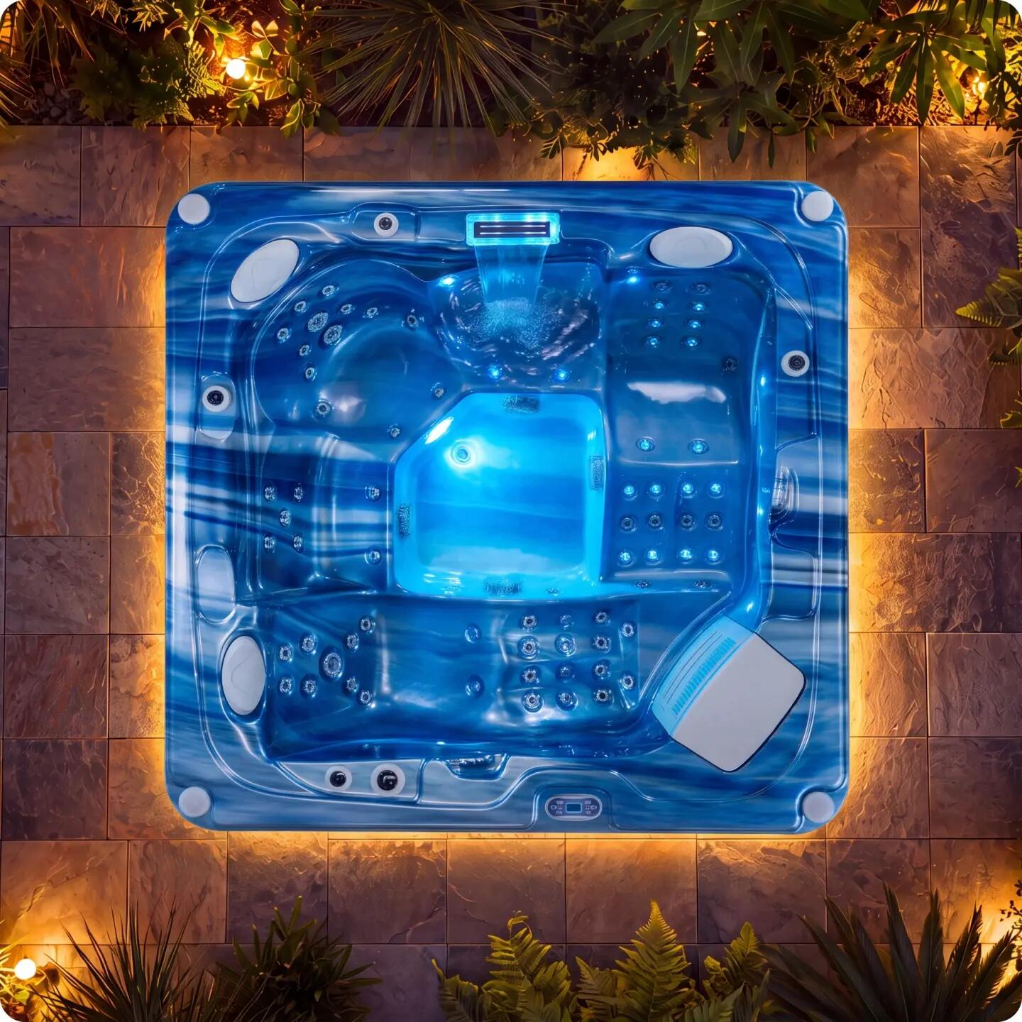 Wanna SPA ogrodowa 5-osobowa z hydromasażem MOSSA 215x215cm z pokrywą 8/16