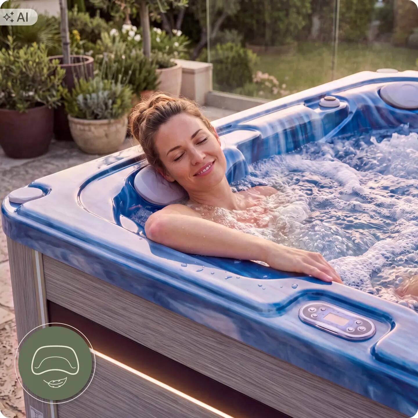 Wanna SPA ogrodowa 5-osobowa z hydromasażem MOSSA 215x215cm z pokrywą 7/16