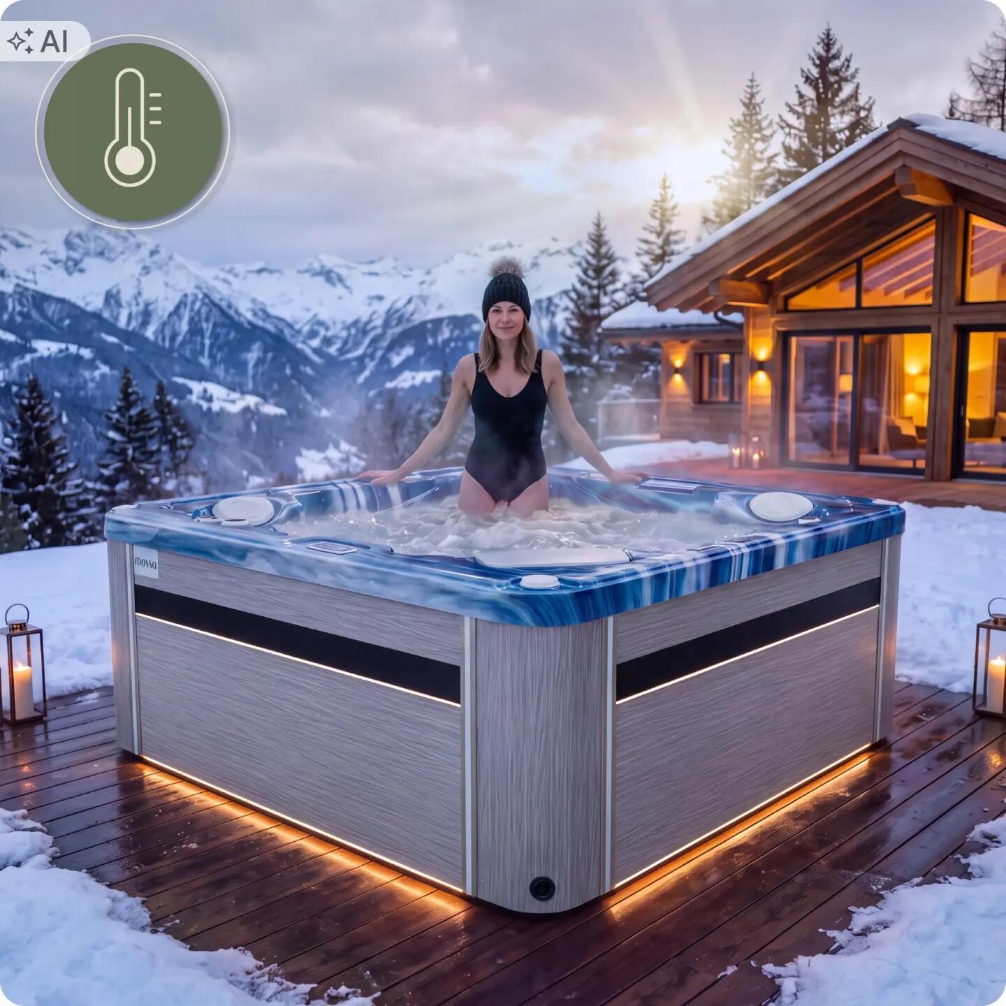 Wanna SPA ogrodowa 5-osobowa z hydromasażem MOSSA 215x215cm z pokrywą 6/16