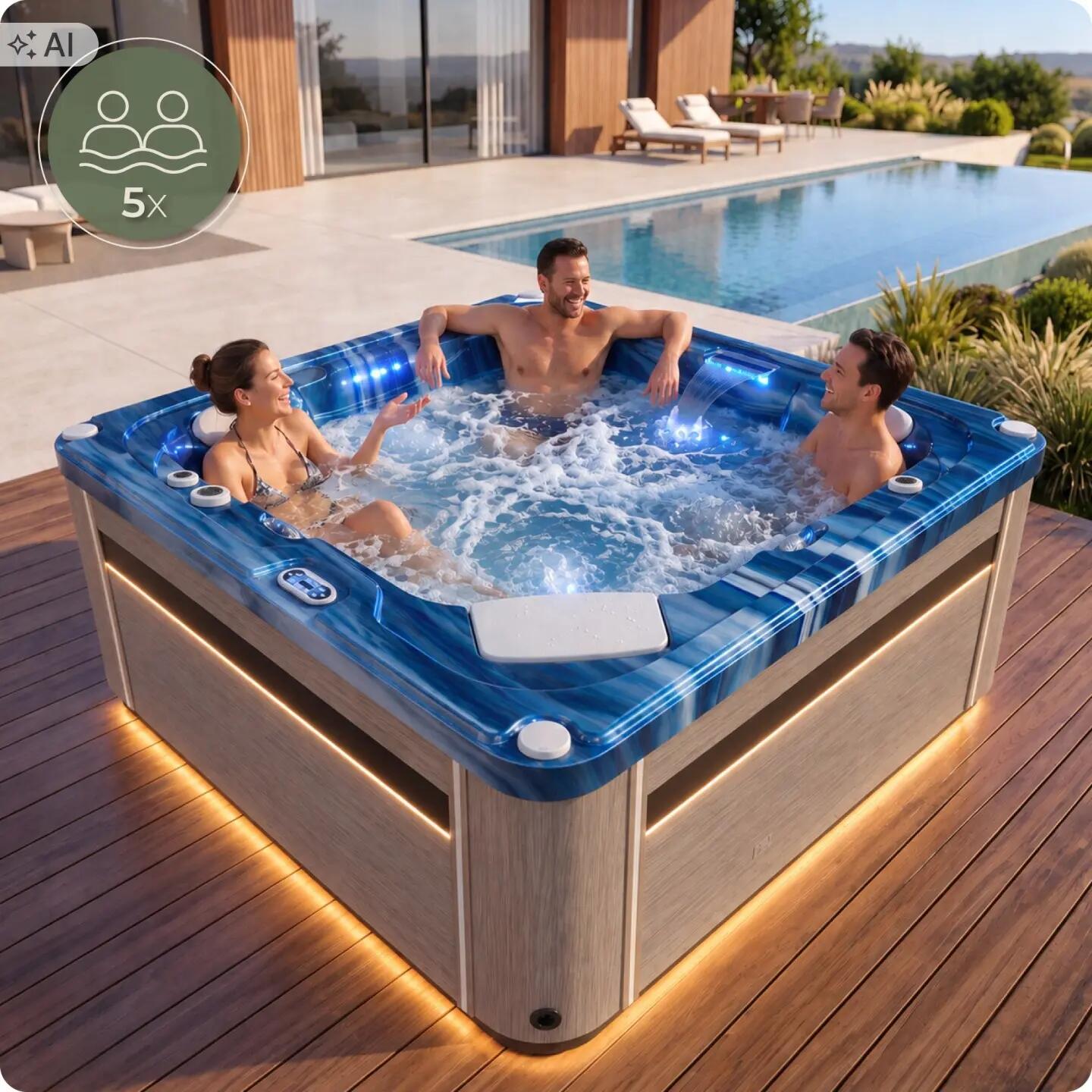 Wanna SPA ogrodowa 5-osobowa z hydromasażem MOSSA 215x215cm z pokrywą 3/16