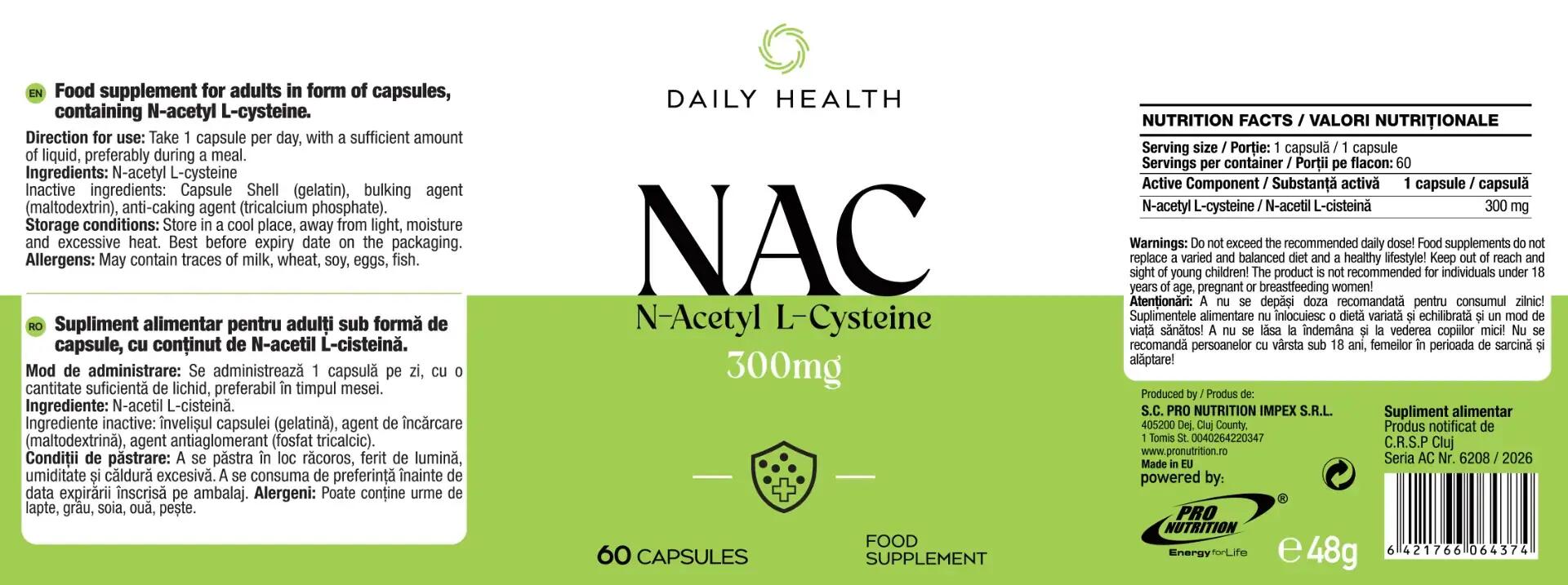 NAC supliment cu N-acetil L-cisteină, 60 capsule 4/4