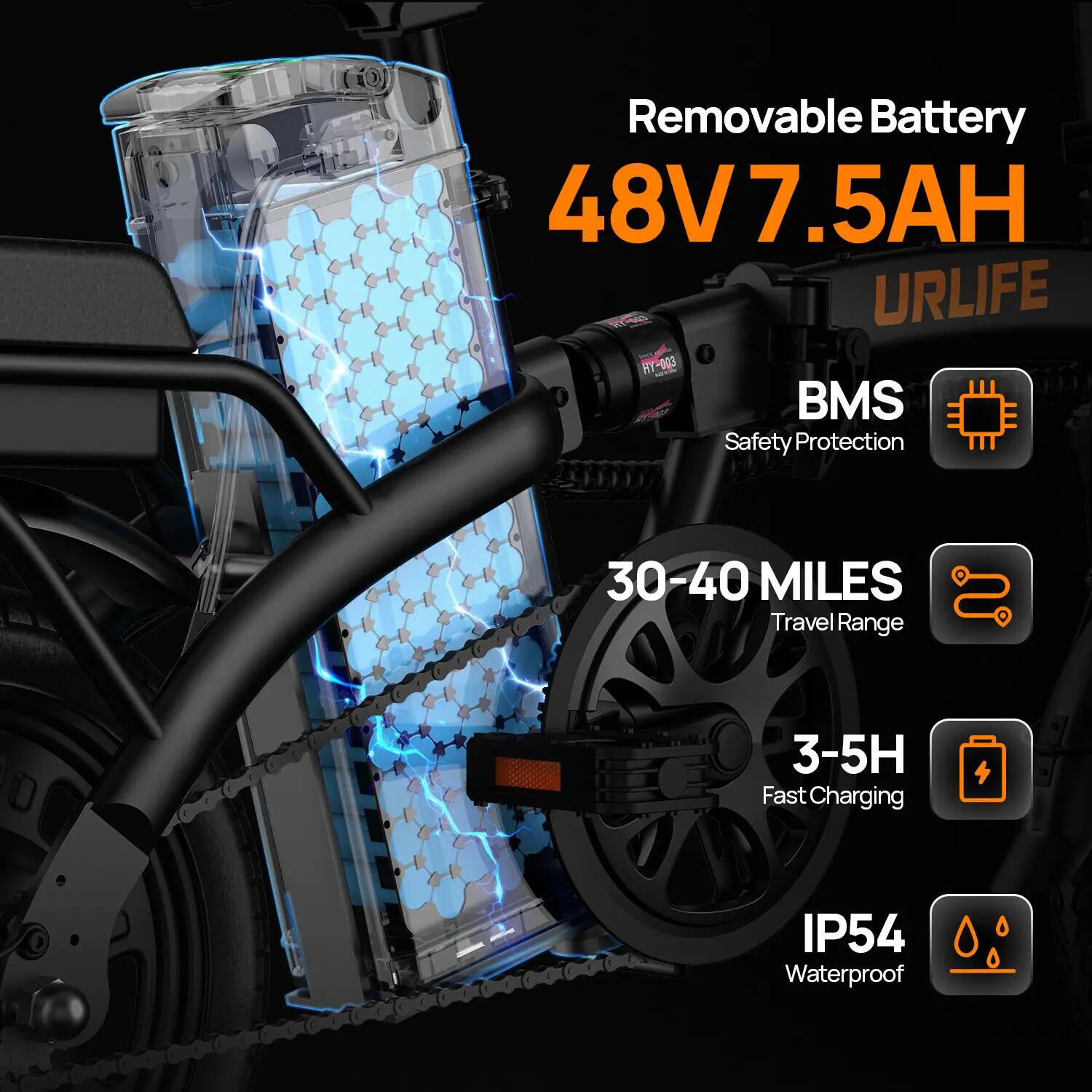 Faltbares elektrisches Stadtfahrrad URLIFE F1L 260W 360Wh 14-Zoll 3/9