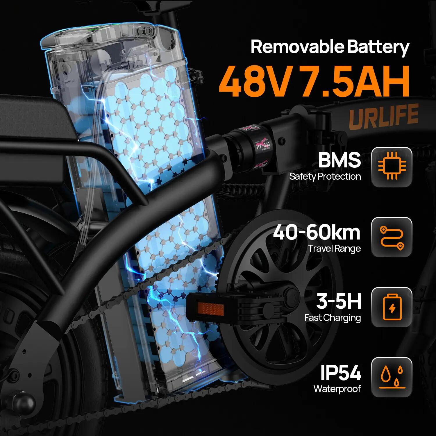 Faltbares elektrisches Stadtfahrrad URLIFE F1L 260W 360Wh 14-Zoll 3/11