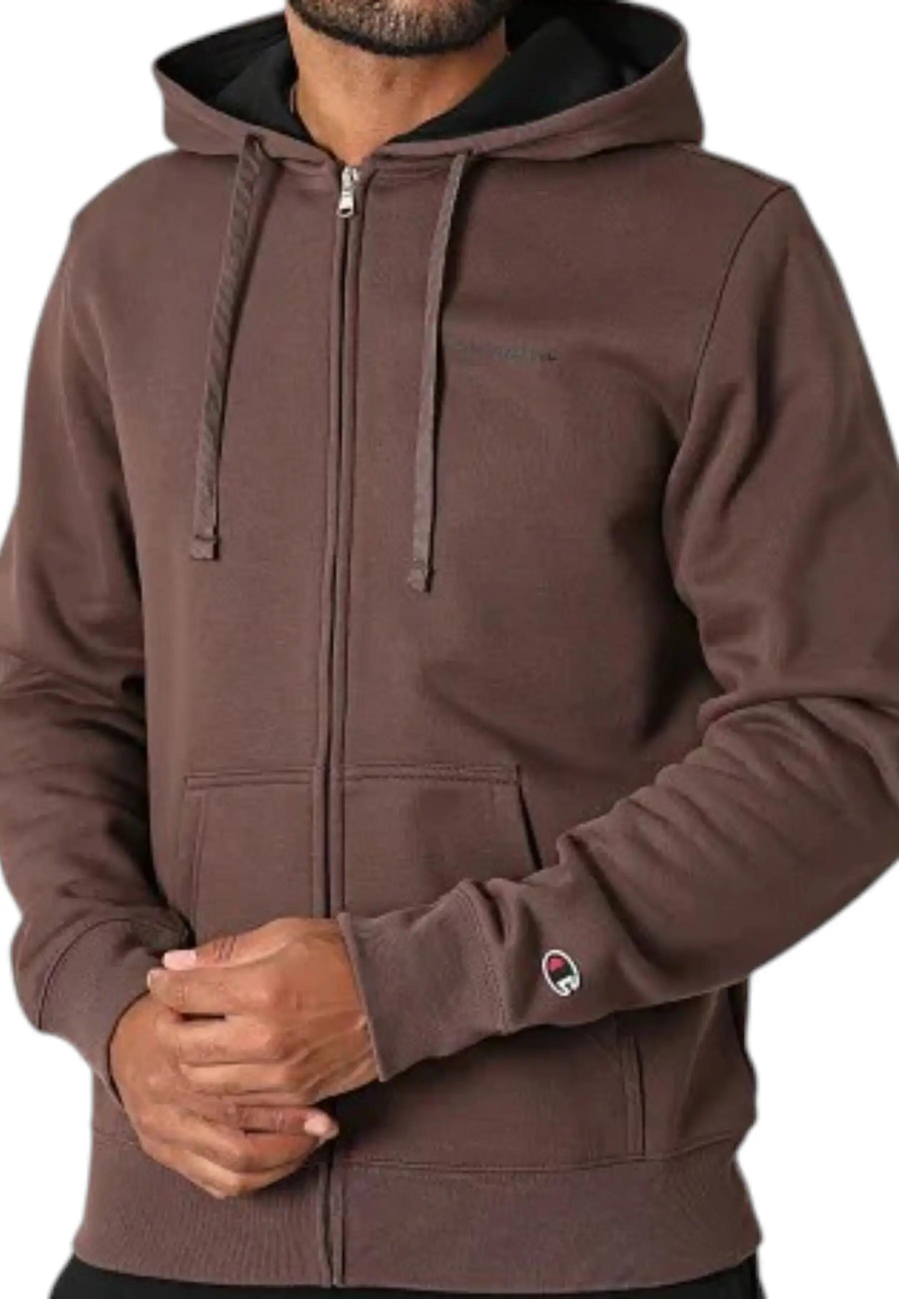 Champion - Survêtement Homme Zippé à Capuche Molleté, Marron 4/4