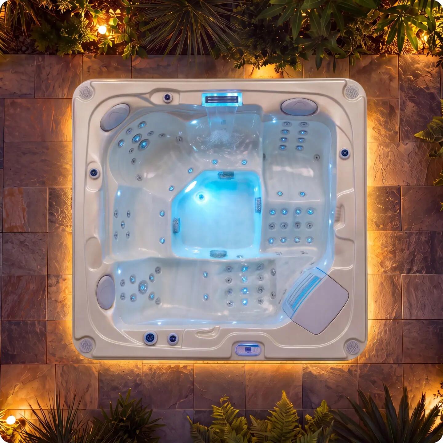 Wanna SPA ogrodowa 5-osobowa z hydromasażem MOSSA 215x215cm z pokrywą 8/16
