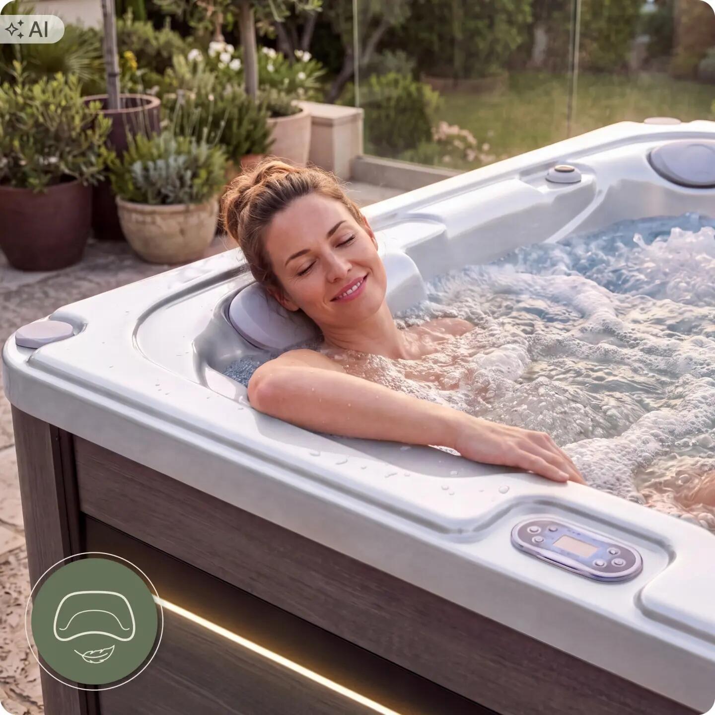 Wanna SPA ogrodowa 5-osobowa z hydromasażem MOSSA 215x215cm z pokrywą 7/16